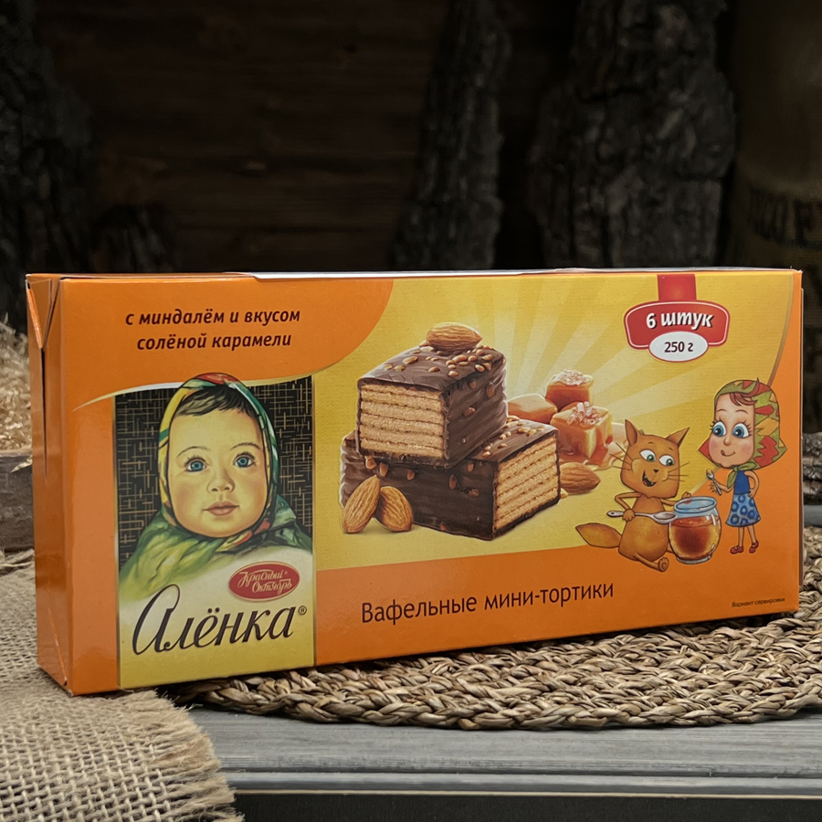 Вафельные мини-тортики с миндалем и вкусом соленой карамели 250 гр