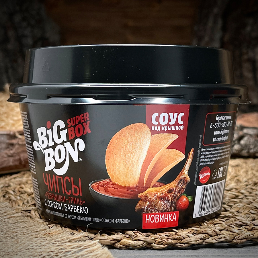 Чипсы со вкусом ребрышек-гриль с соусом барбекю "Big Bon"