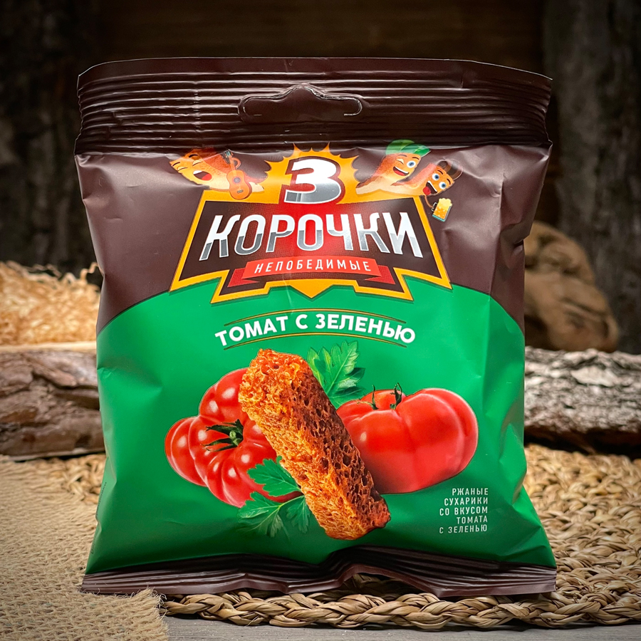 Сухарики со вкусом томата с зеленью "3 корочки"