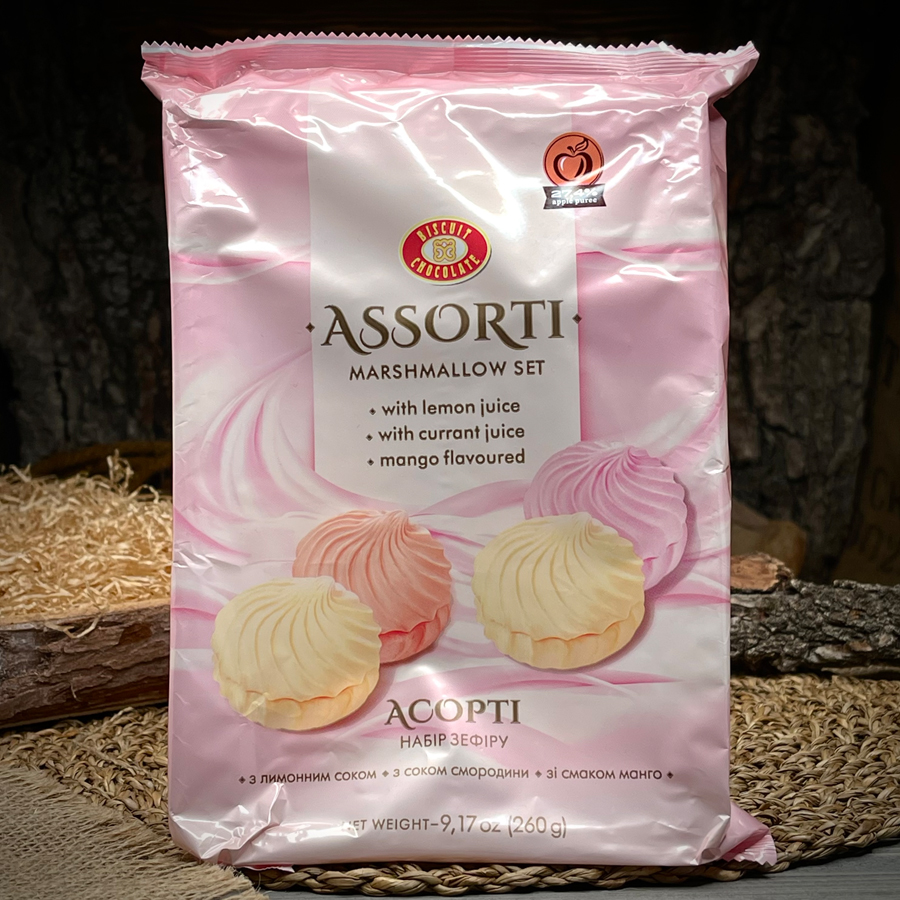 Зефир со вкусом лимона, смородины и манго "Assorti"