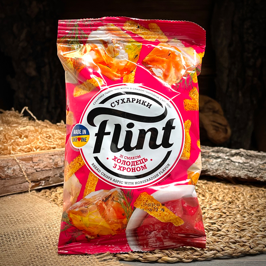 Сухарики со вкусом холодца с хреном "Flint"