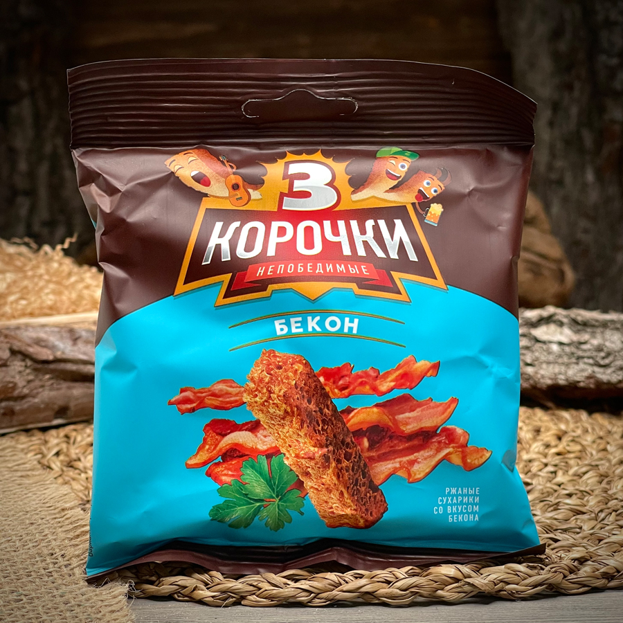 Сухарики со вкусом бекона "3 корочки"
