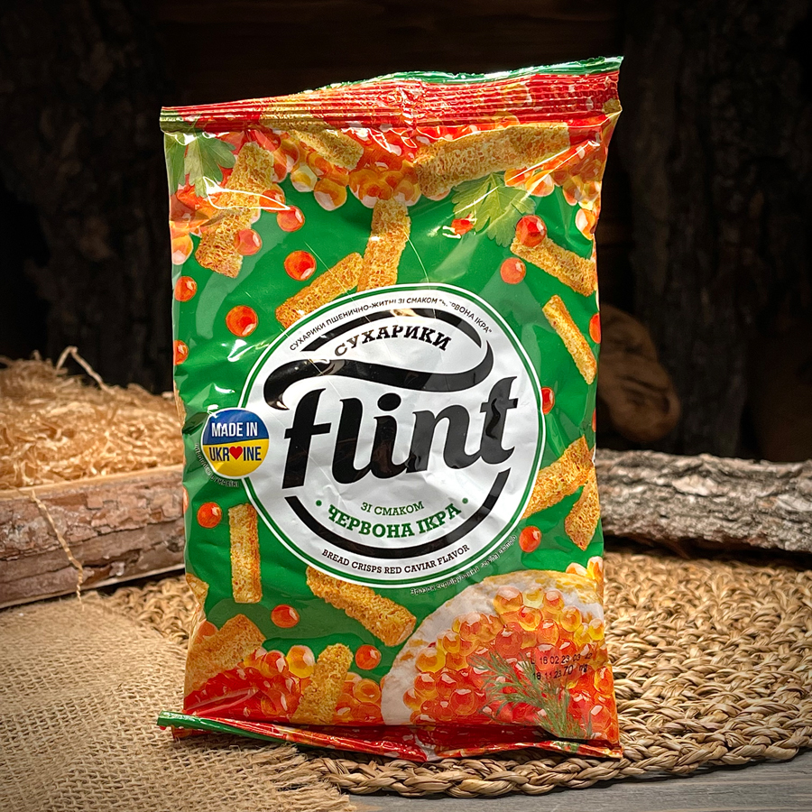 Сухарики со вкусом красной икры "Flint"